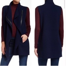 Vince Navy Blue Wool Leather