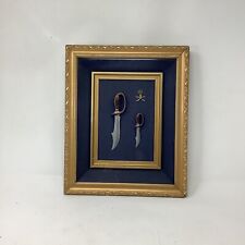 Miniature Steel Pirate Swords In Cushioned Frame Gold And Navy (A1-1-1)