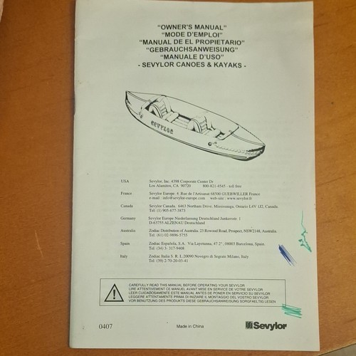 Paper owners manual sevylor - manual,