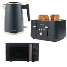 Salter Kettle 4 Slice Toaster Microwave Set Matching Kitchen Marino Blue Grey