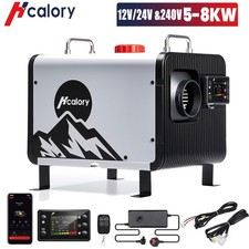 Hcalory® 12V 24V 5KW-8KW bluetooth Diesel Air Heater W/240V Converter Caravan RV