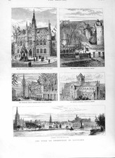 Old Antique Print 1882 Inverness Orkney Magnus Cathedral Duke Edinburgh 19th