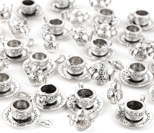 Pack teapot tea cup charm - cup,