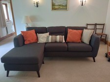 3 Seater Sofa Blue / Grey Long Section Or Foot Stool