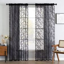 1pc Lace Sheer Curtains Eyelet Floral Sheer Net Voile Window Curtain Bedroom UK