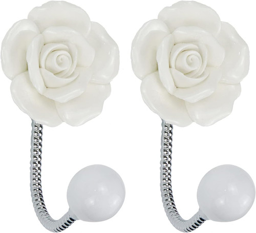 2pcs white rose hanger hooks - white,