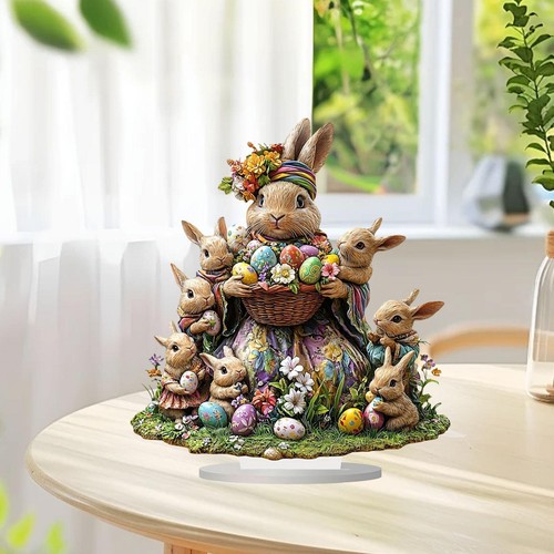 Easter rabbits eggs figurine - easter,