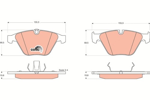 Front brake pad set - pad, disc