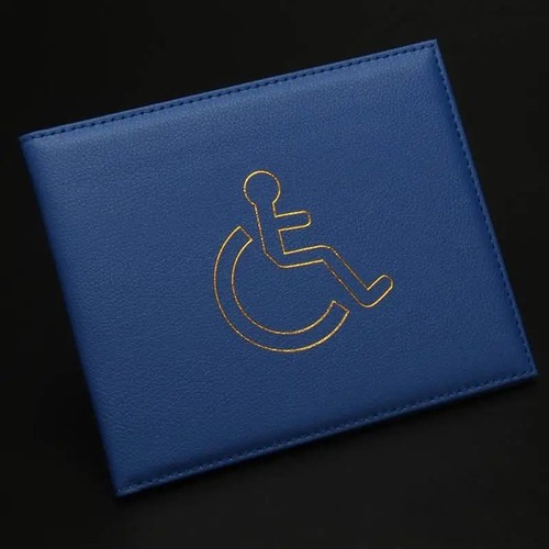 Genuine leather disabled - disabled, blue