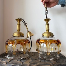 Pair 2x mid century extra large vintage Carlo Nason Murano Mazzega glass shades