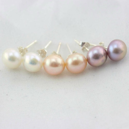 Pair 8mm white pink - 3, purple