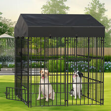 Rustproof Metal Outdoor Dog Kennel with Roof Pet Puppy House Enclosure Run Cage