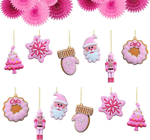 12pc pink christmas nutcracker - christmas,