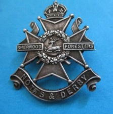NOTTS & DERBY REGT  SWEETHEART BADGE STERLING SILVER PIN BACK