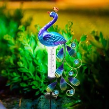 Iron Peacock Rain Gauge Garden