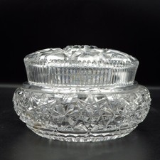 GOOD QUALITY Vintage Cut Glass Crystal LIDDED POWDER BOWL