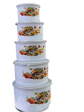 Enamel Nesting Lidded Bowl Set