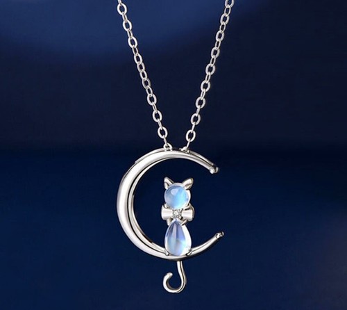Women moonstone cat pendant - moonstone,