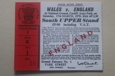Wales v England 1979 Rugby Union Ticket Five Nations signed by Gareth Edwards