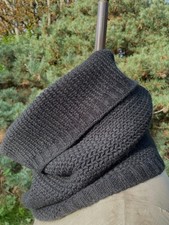 BRORA cosy chunky knit pure cashmere black snood hood cowl new without tags