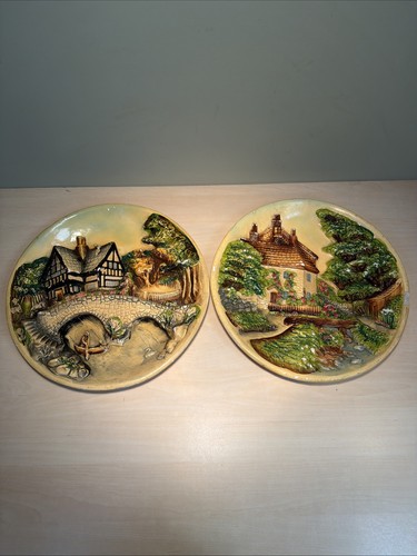 Pair vintage chalkware wall - vintage,