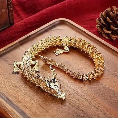 Articulated golden dragon - 3d,