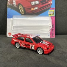 Hot wheels RED 87’FORD SIERRA COSWORTH CUSTOM SILVER SPLITRIMS WHEEL SWAPS