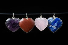 Crystal Heart-Shaped Pendant – Rose Quartz, Amethyst, Lapis Lazuli & Jasper |