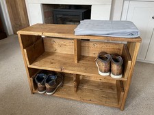 Rustic wooden Farmhouse Hall Boot and Shoe Bench rack  - Chunky and solid