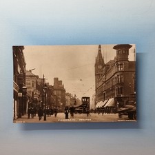Preston Postcard C1910 Real Photo Lancashire Fishergate Animated Tram Shops