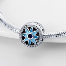 Evil Eye Hamsa Star Enamel Luck Blue Genuine Sterling Silver 925 Wife Mum