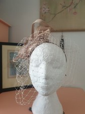 Bridal Fascinator With Veil  Vixen Millinery Champagne Races Wedding