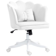 HOMCOM Armless Desk Chair Home Office Chair w/ Wide Seat Tilt Function White