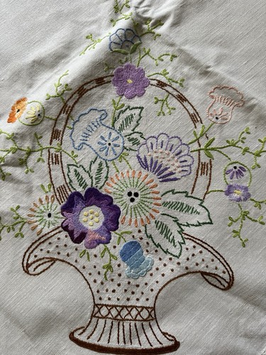 Vintage hand embroidered - vintage, linen