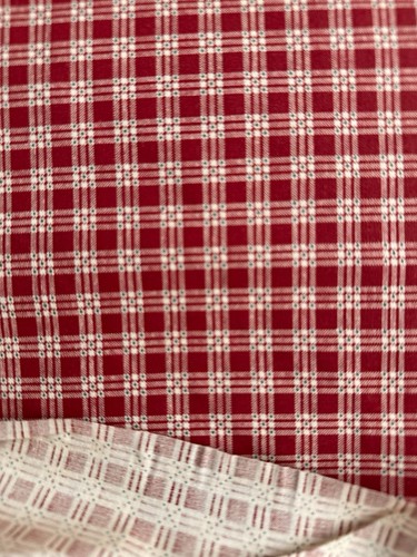 Vtg feedsack fabric red - red, cream