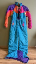 Vtg Teal Neon Ski Suit