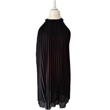 H&M Black Pleated Halter Neck Mini Dress – Size 40 UK 12