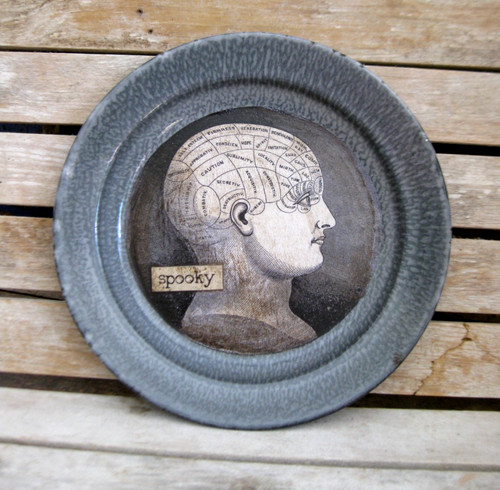Antique gray graniteware plate - gray,