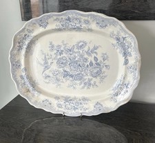Large Asiatic Pheasant  Platter by J Tams  Blue & White 19.75” X 16.5”