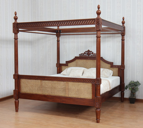 French poster bed - |, rattan