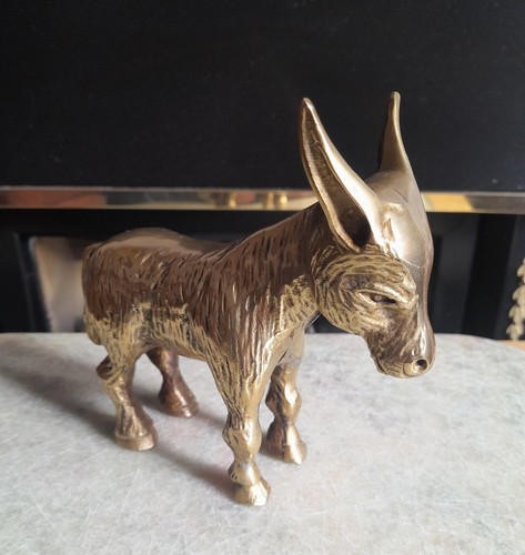Vintage solid brass donkey - vintage,