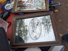 Vintage Large Southern Comfort Bar Pub Mirror Sign Advertising Wooden Frame