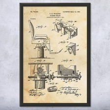 1903 Barber Chair Patent Wall Art: Barber Shop Decor, Hair Stylist, Barber Gift