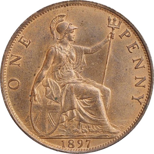 1897 victoria old bronze penny - 1897,