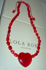 LOLA ROSE RED QUARTZITE HEART PENDANT ADJUSTABLE GEMSTONE 20"-26" NECKLACE QVC