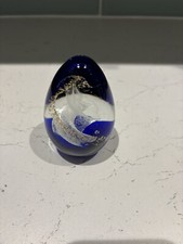Glass Paperweight Blue Gold