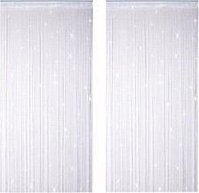 2 PCS Beaded Door Curtain 100 x 200cm Fly Screens Glitter String Tassel Curtains