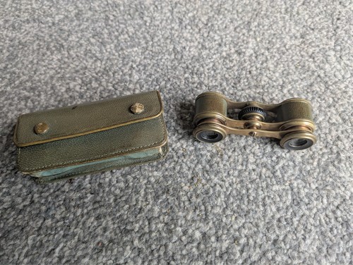 Vintage brass leather opera - brass, &