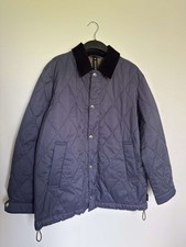 Mackintosh Navy Quilted Teeming Jacket Size Medium Brown Interior New With Tags