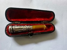 Georgian Solid Silver & Amber Cigarillo Holder with Boxed - 1912 Gorgeous & Rare